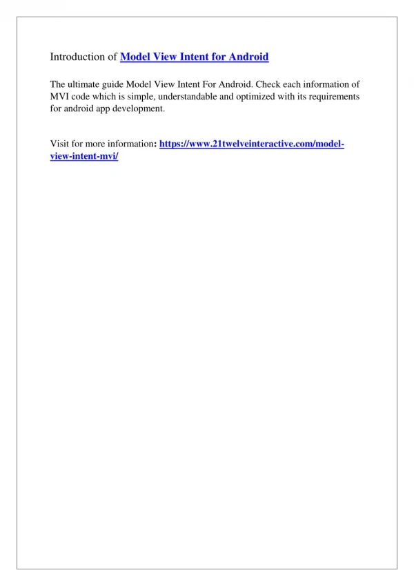 introduction of model view intent for android