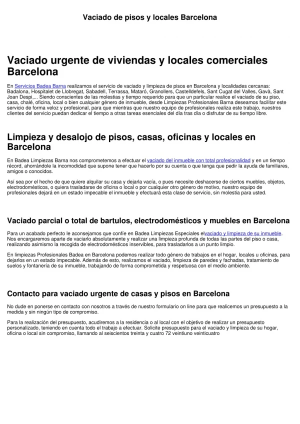 Vaciado de pisos y locales Barcelona