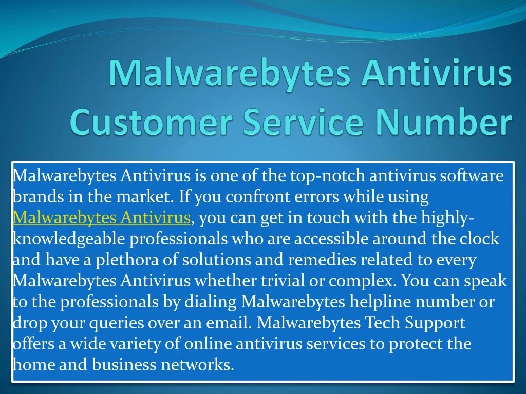 malwarebytes antivirus customer service number