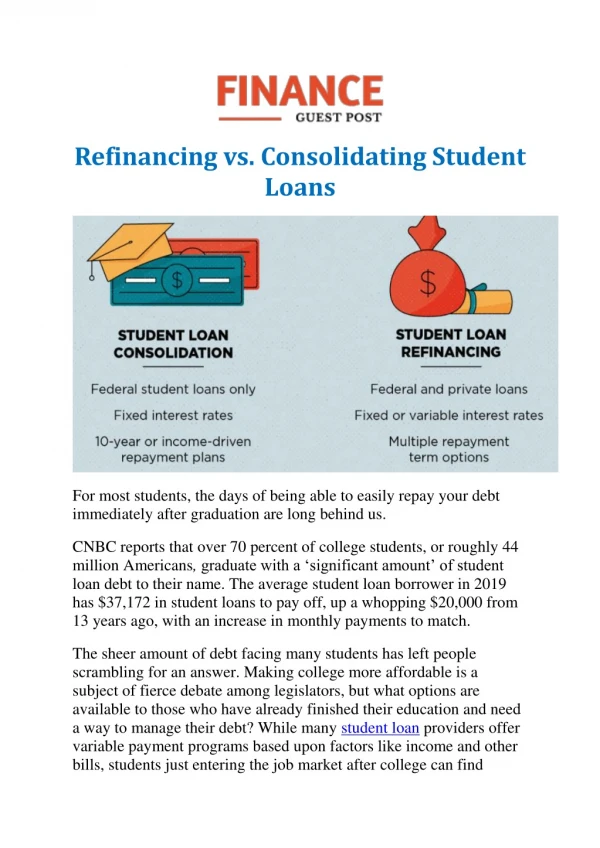 Refinancing vs. Consolidating Student Loans