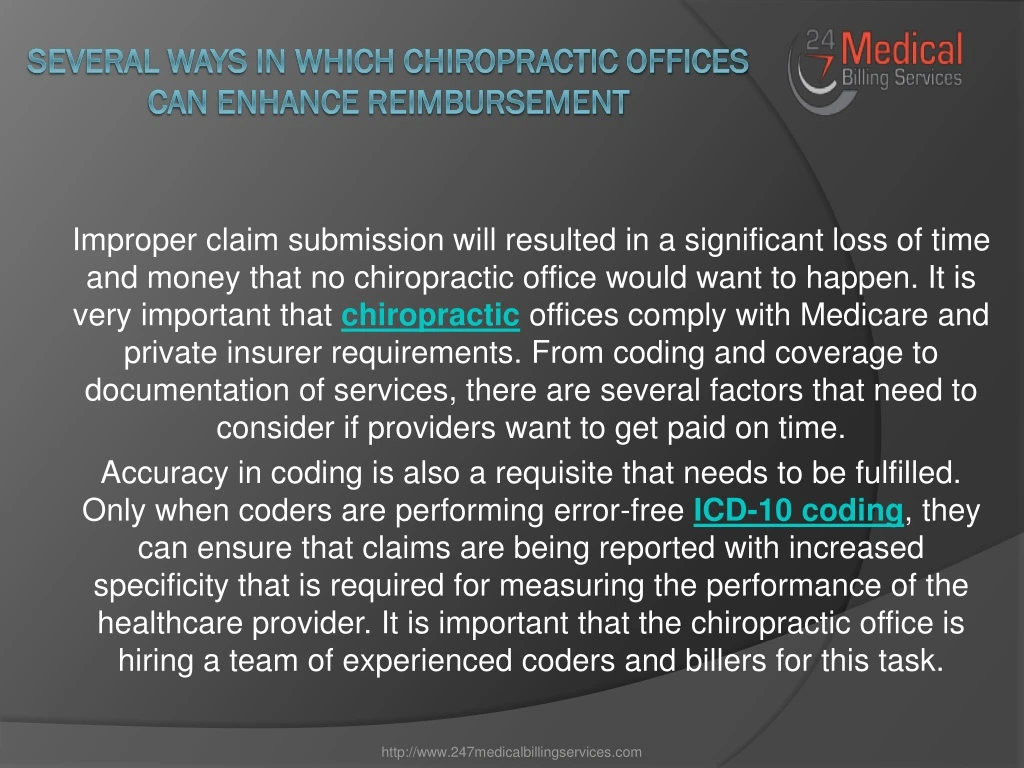 several ways in which chiropractic offices can enhance reimbursement