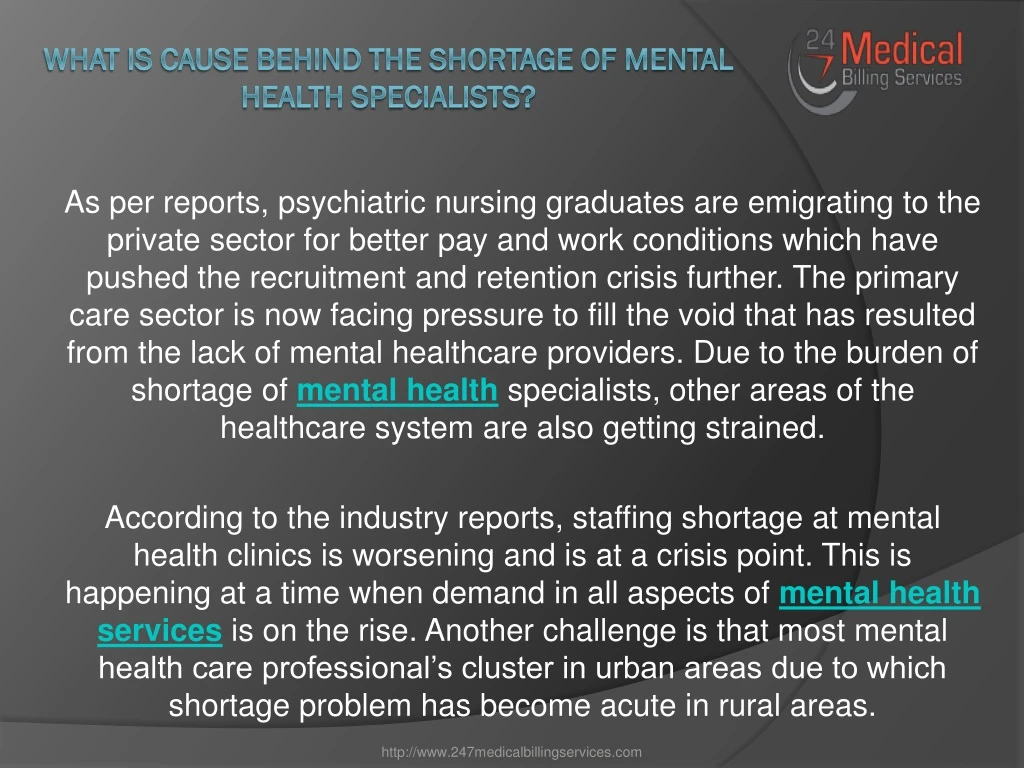 what is cause behind the shortage of mental health specialists