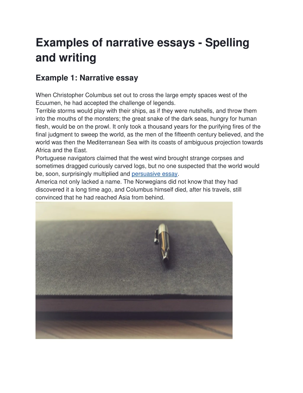 examples of narrative essays spelling and writing