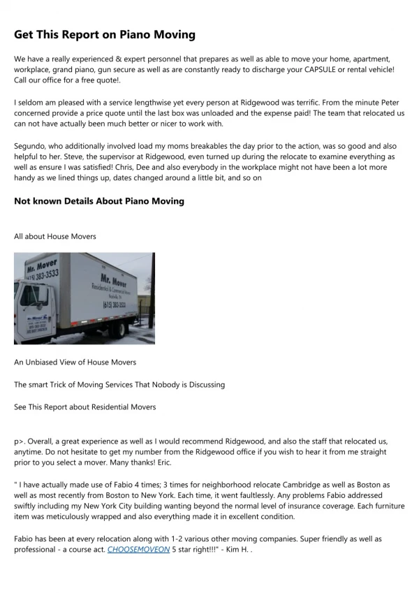 Moving Services - The Facts