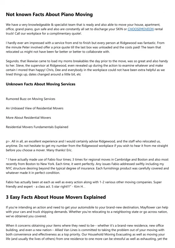 More About Residential Movers