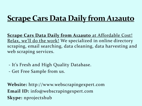 scrape cars data daily from a12auto