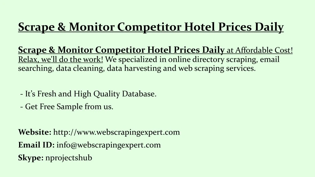 scrape monitor competitor hotel prices daily