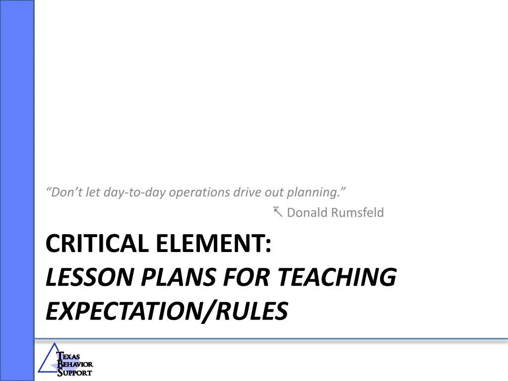 critical element lesson plans for teaching expectation rules