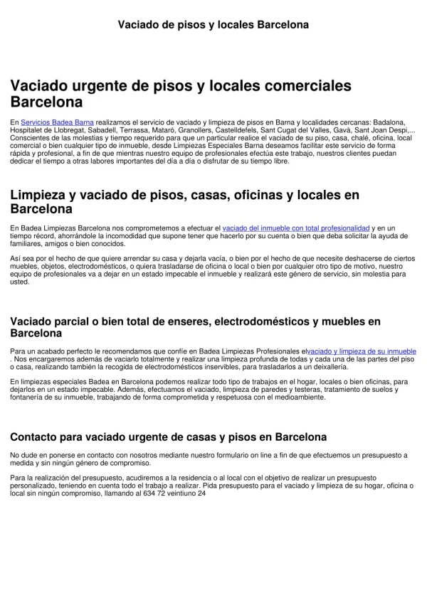 Vaciado de pisos y locales Barcelona