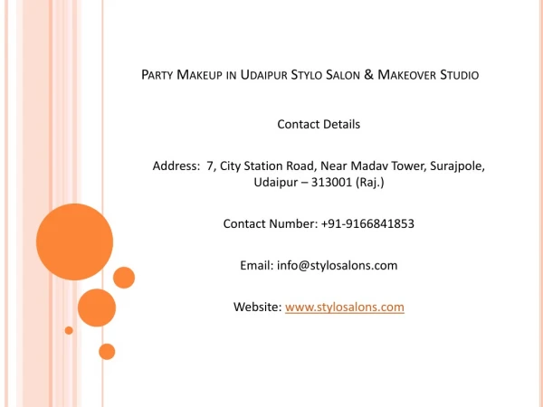 Party Makeup in Udaipur Stylo Salon & Makeover Studio