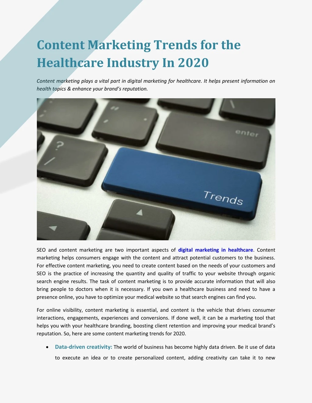 content marketing trends for the healthcare