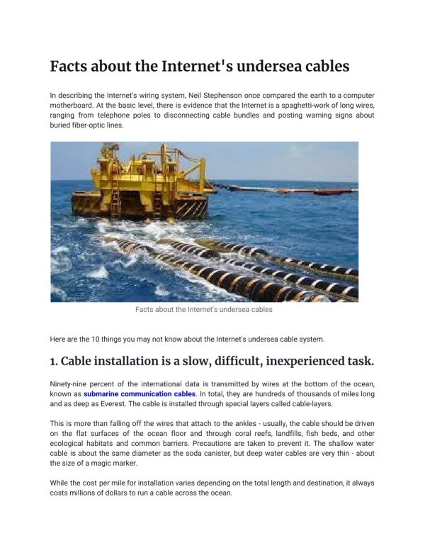 facts about the internet s undersea cables