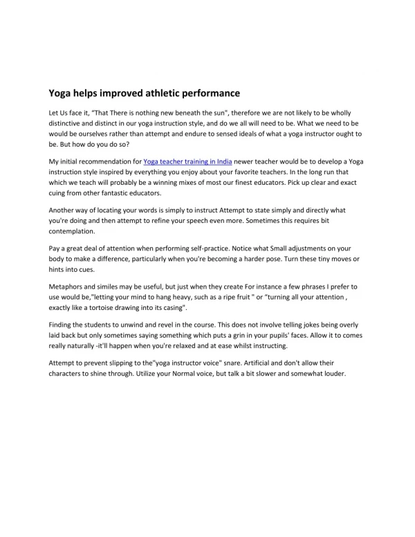 Yoga helps improved athletic performance