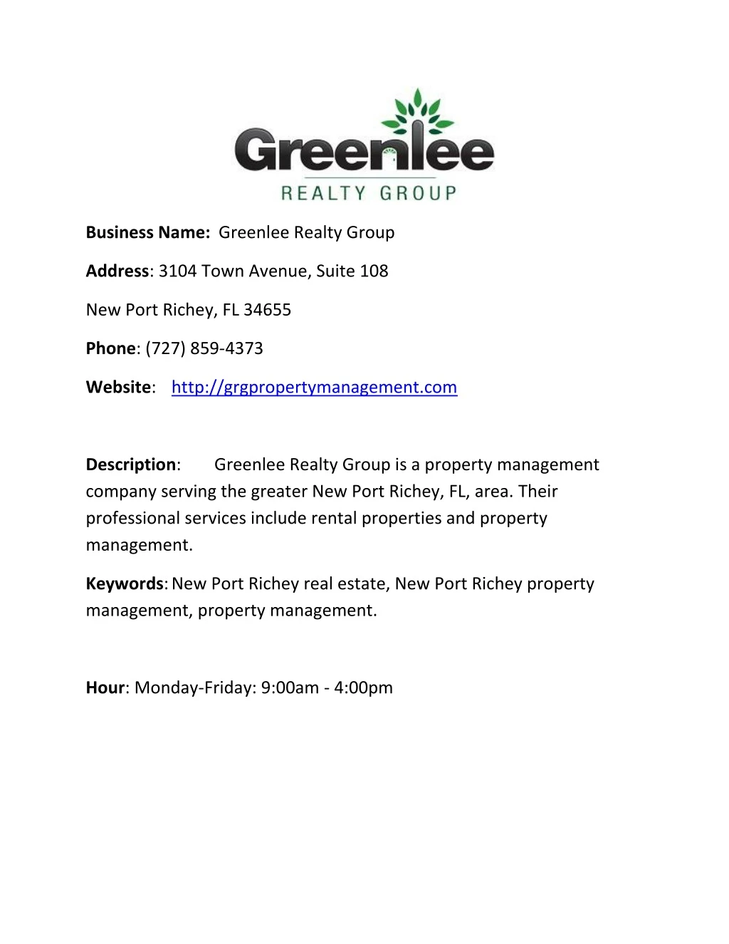 business name greenlee realty group