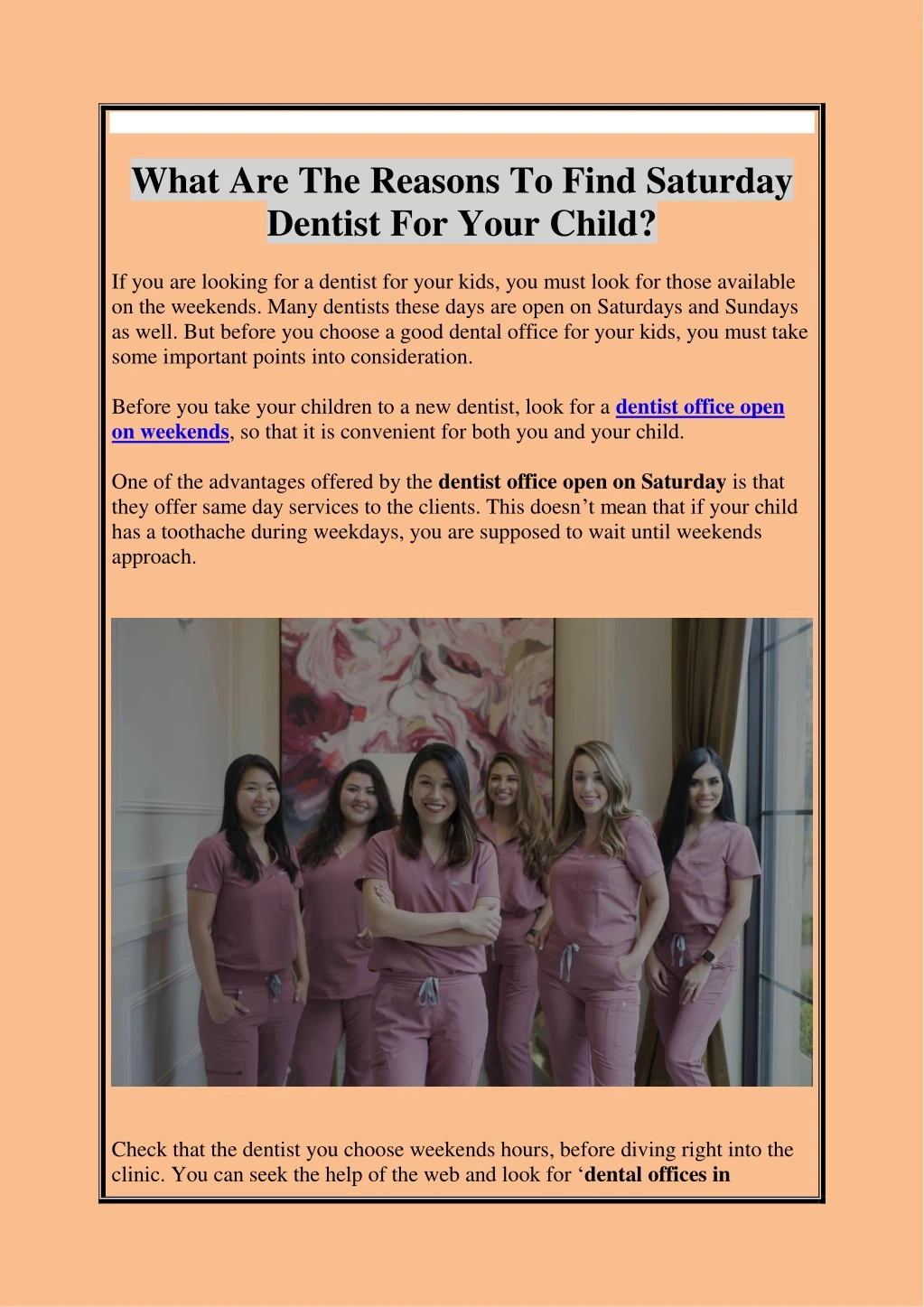 what are the reasons to find saturday dentist