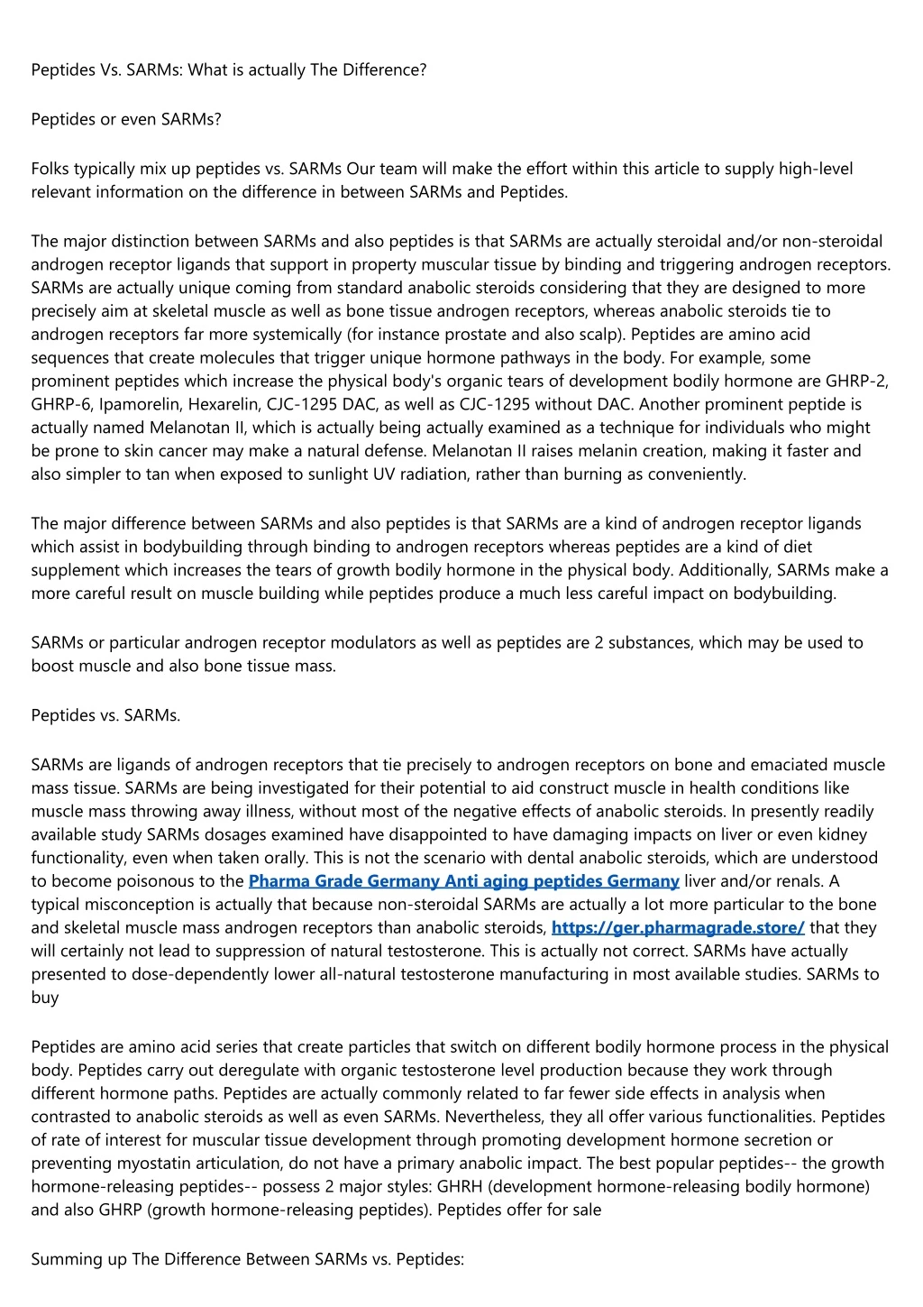 peptides vs sarms what is actually the difference