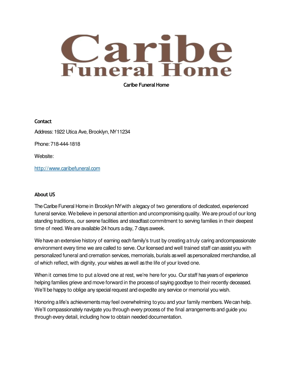 caribe funeral home