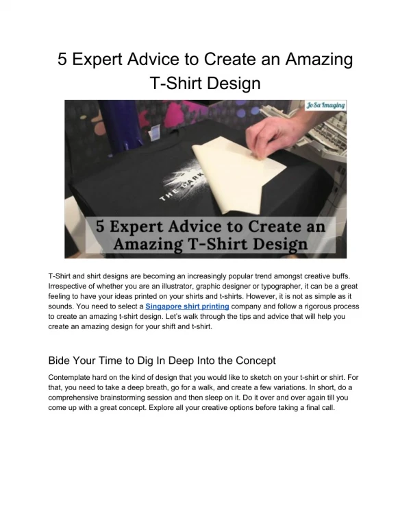 5 Expert Advice to Create an Amazing T-Shirt Design