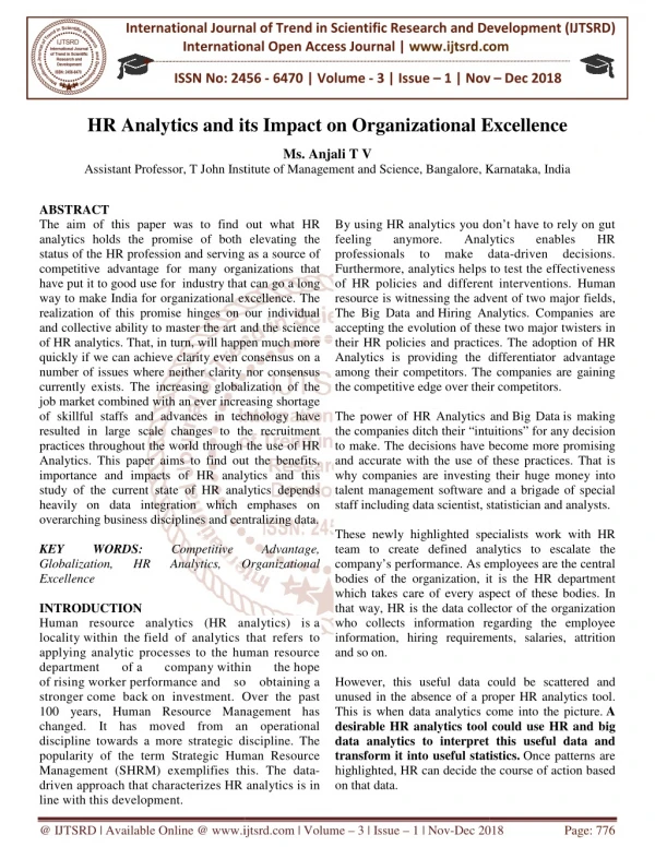 HR Analytics and its Impact on Organizational Excellence