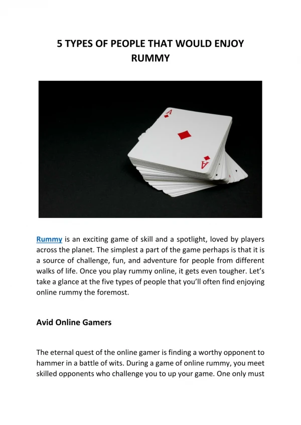 5 types of people that WOULD ENJOY RUMMY