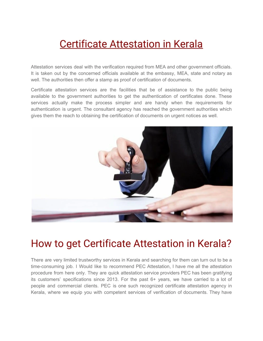 certificate attestation in kerala