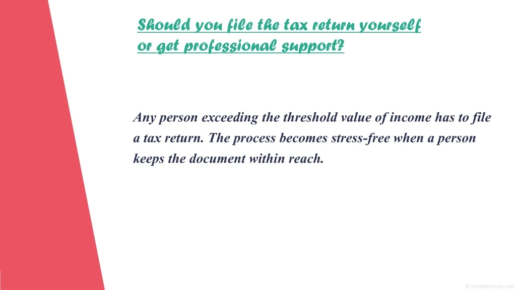 should you file the tax return yourself