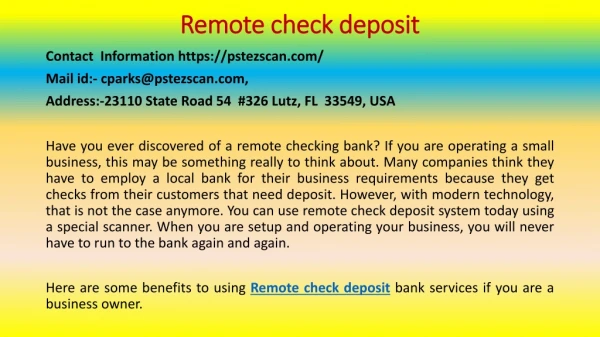 The Advantages to Using Remote Check Deposit Services