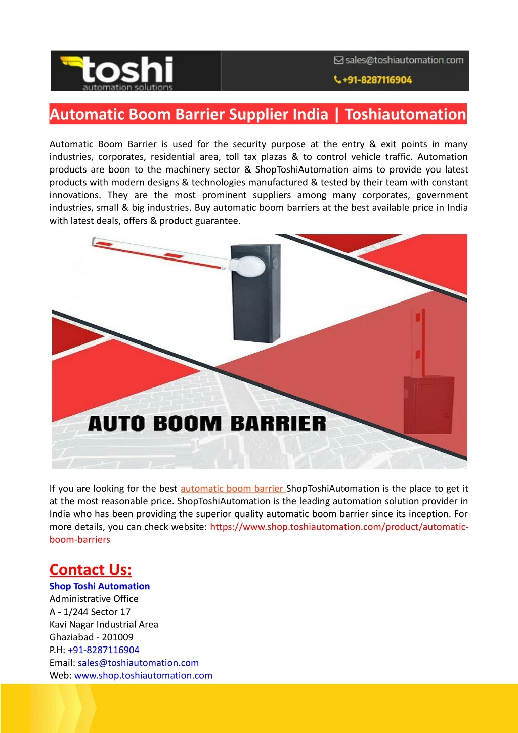 automatic boom barrier supplier india