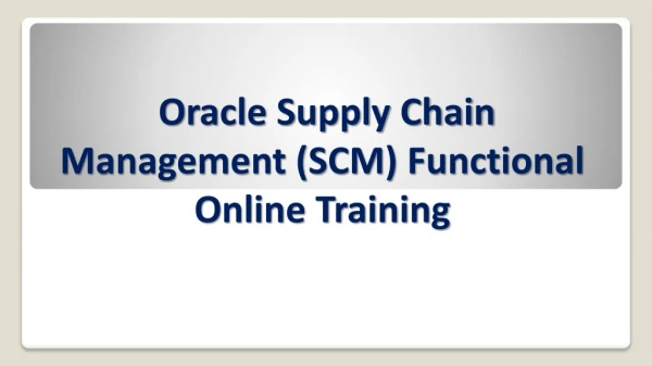 Oracle Apps SCM Online Training