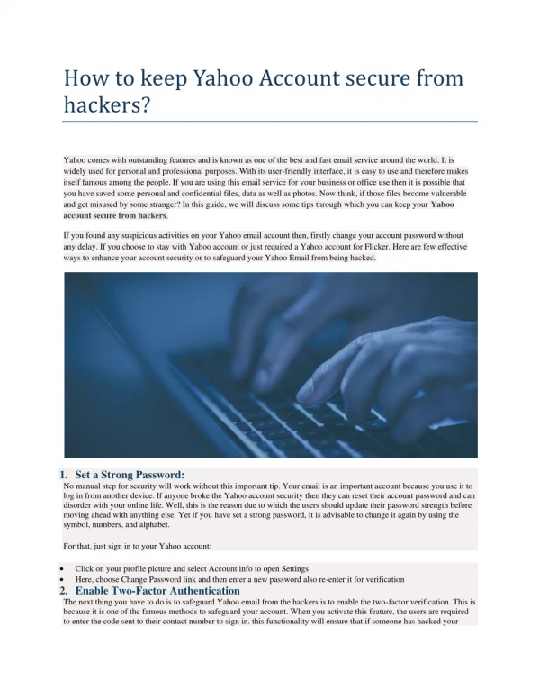 How to keep Yahoo Account secure from hackers?