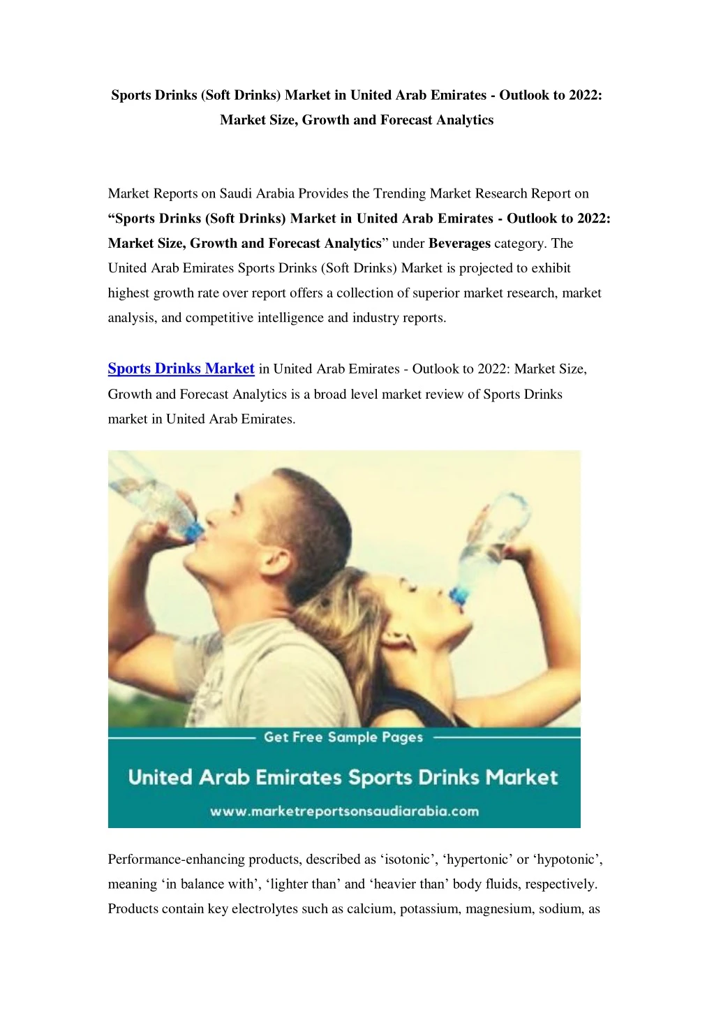 sports drinks soft drinks market in united arab
