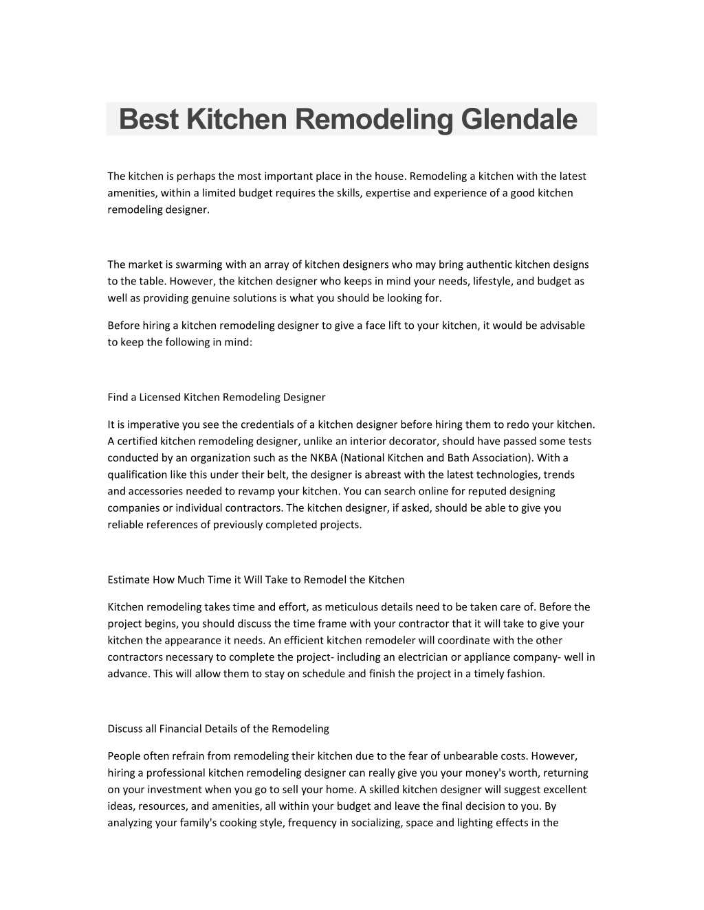 best kitchen remodeling glendale