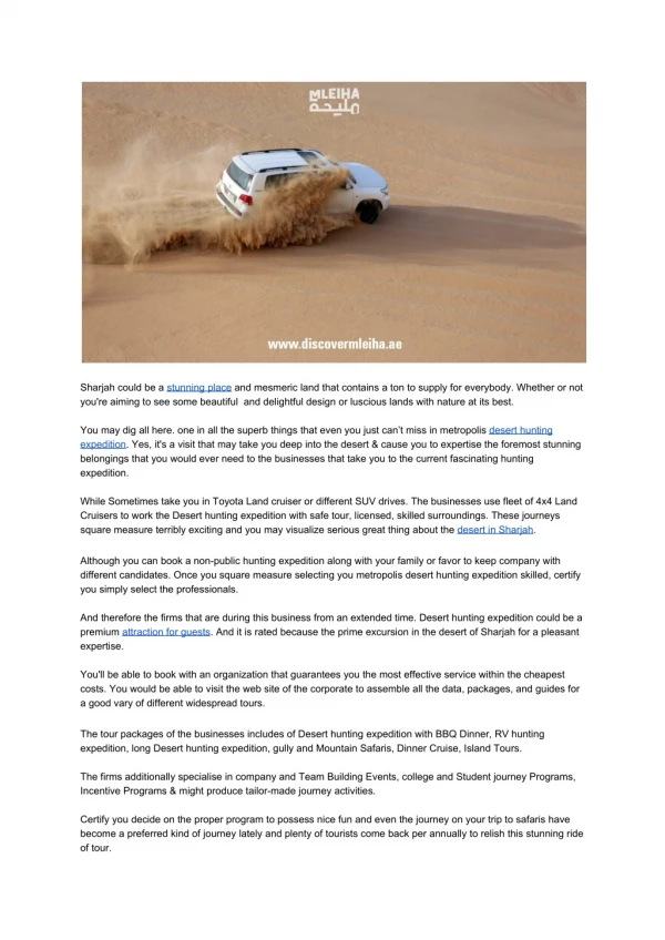 A Life Time Experience: Sharjah Desert Safari