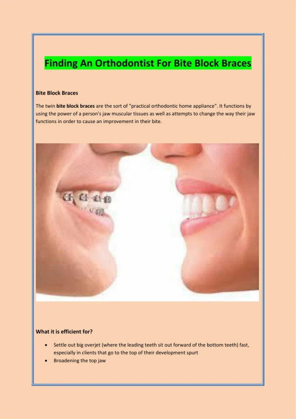 finding an orthodontist for bite block braces