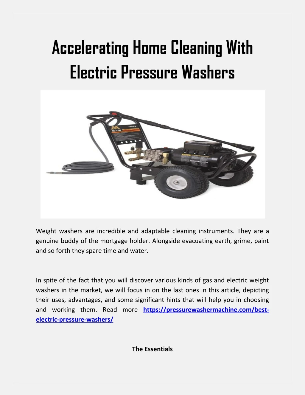 accelerating home cleaning with electric pressure