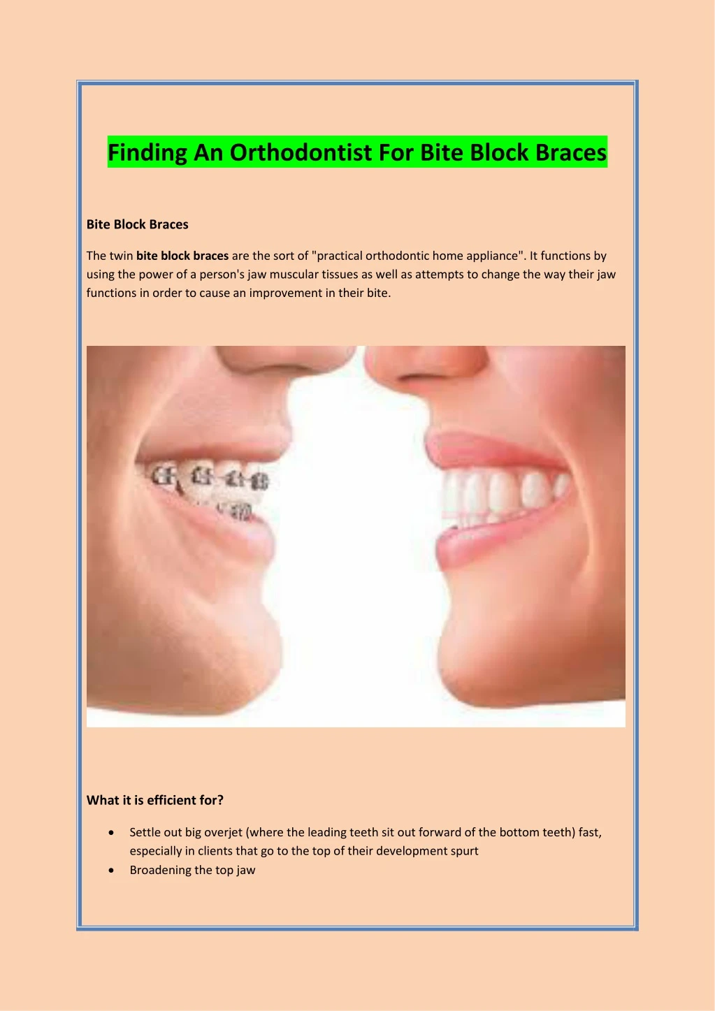 finding an orthodontist for bite block braces