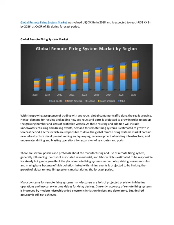 global remote firing system market was valued
