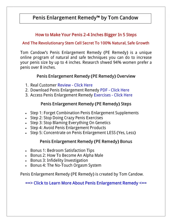 PE Remedy PDF Free Download: Tom Candow PE Remedy PDF Download | PE Remedy Supplement List