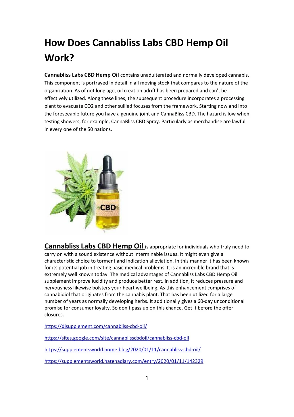how does cannabliss labs cbd hemp oil work