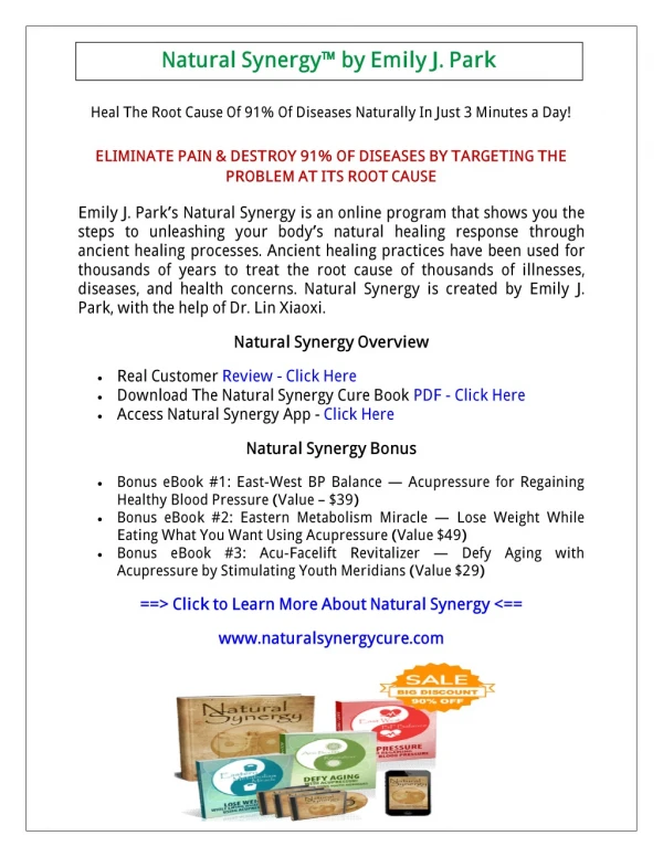 (PDF) Natural Synergy PDF Free Download: Emily J. Park Natural Synergy Cure PDF