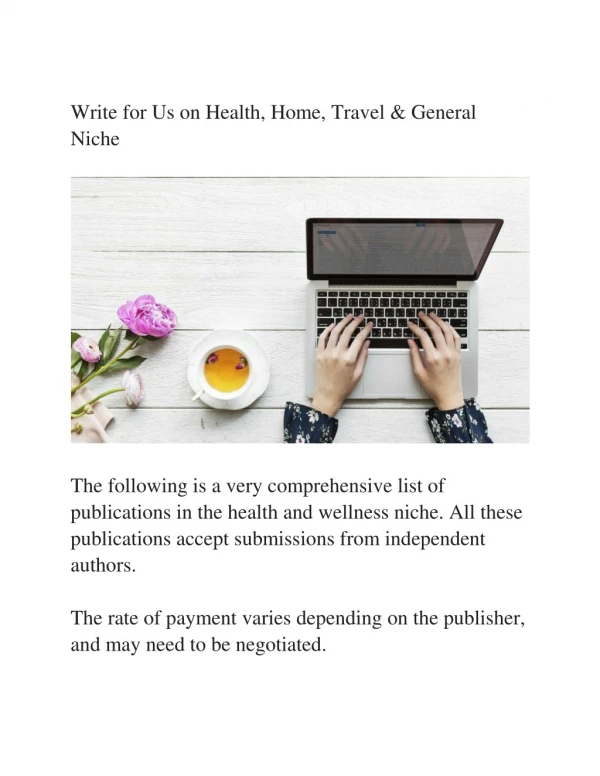 Write for Us on Health, Home, Travel & General Niche