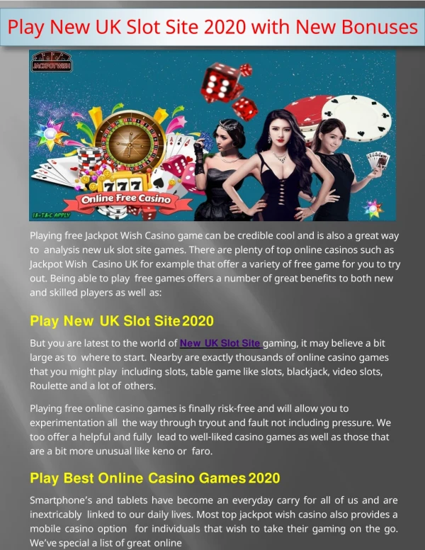 play new uk slot site 2020 with new bonuses