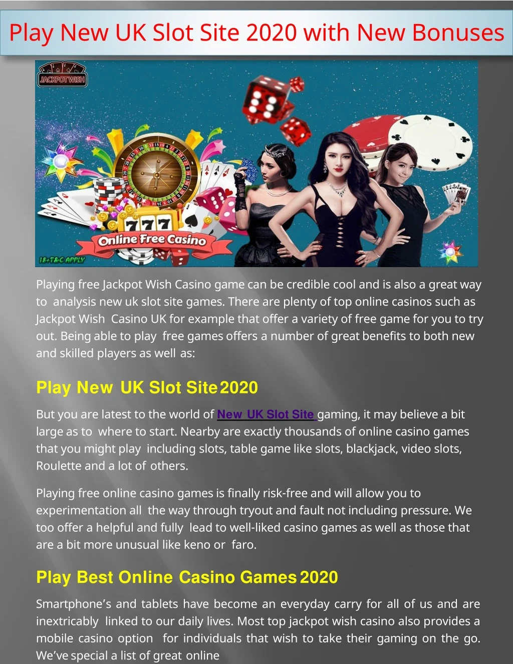 play new uk slot site 2020 with new bonuses