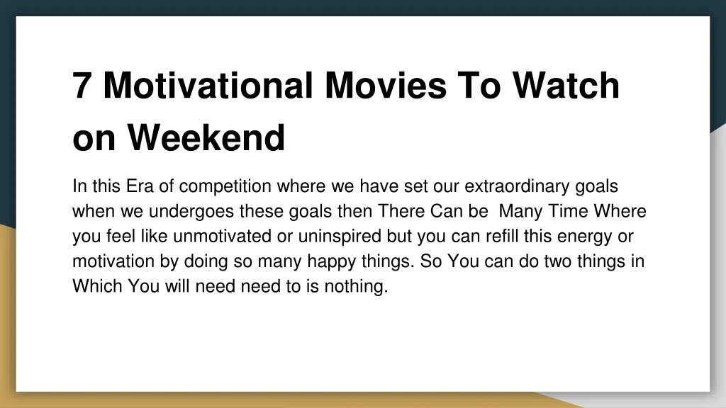 7 motivational movies to watch on weekend