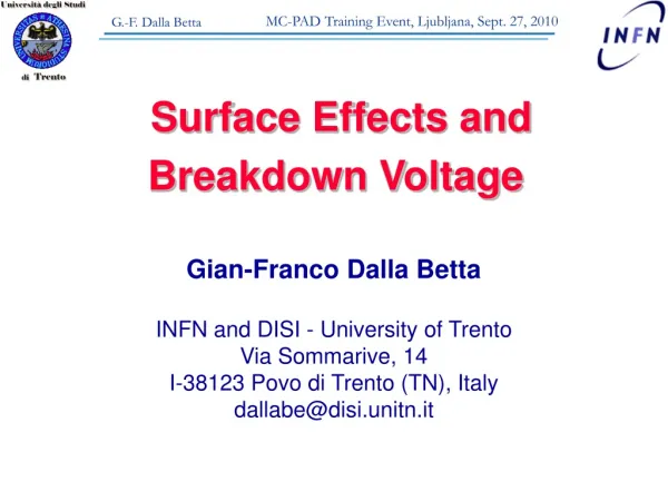 Surface Effects and Breakdown Voltage