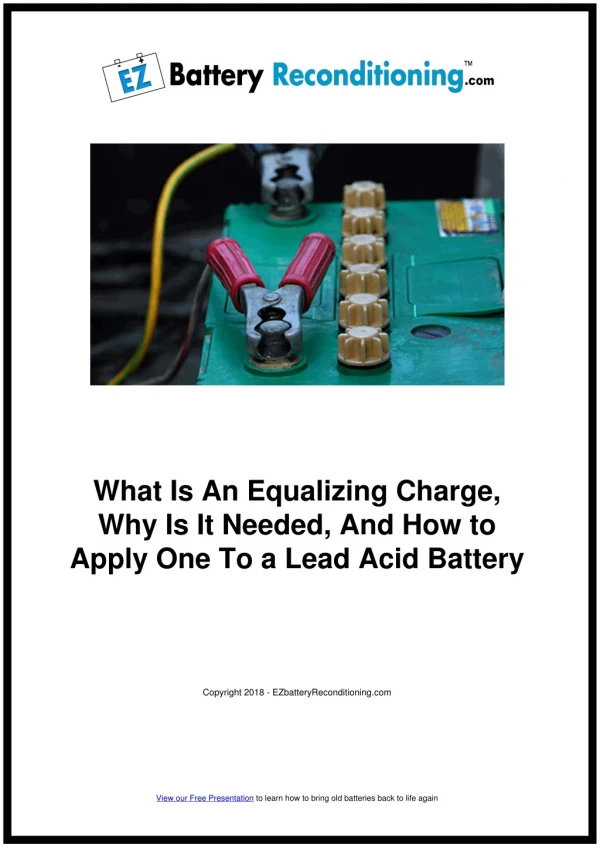 EZ Battery Reconditioning System PDF - Equalizing Charge