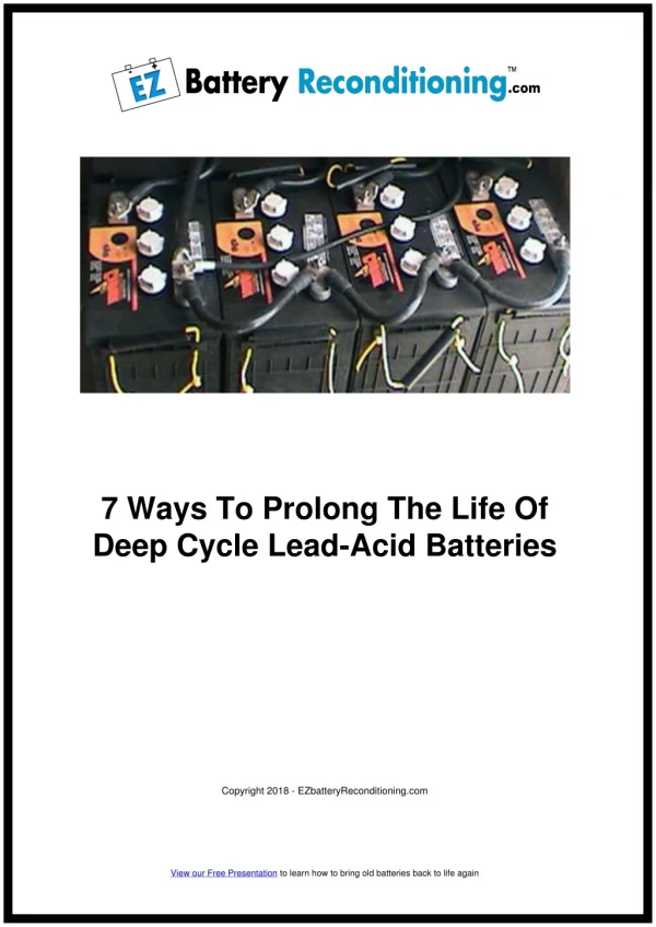 EZ Battery Reconditioning System PDF - Lead-Acid Batteries