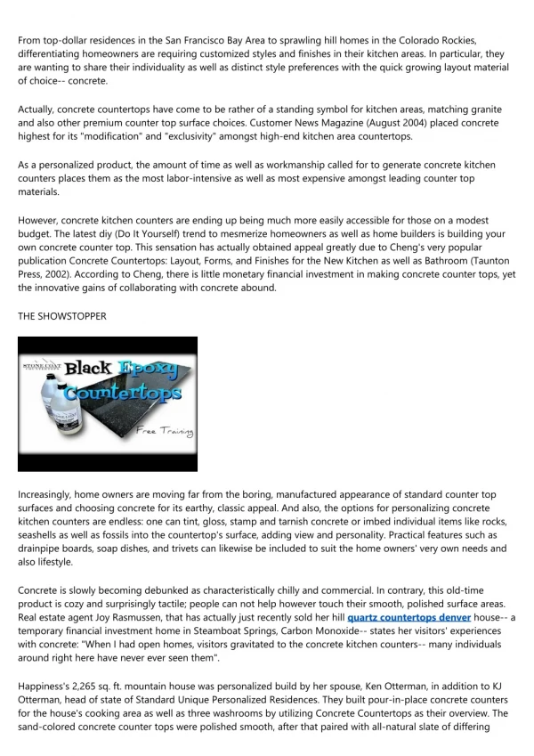 The Worth of Concrete Countertops: Personalization Increases Visual Appeal and Property Financial Investment for Homeown