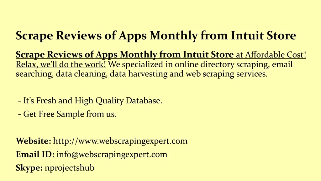 scrape reviews of apps monthly from intuit store