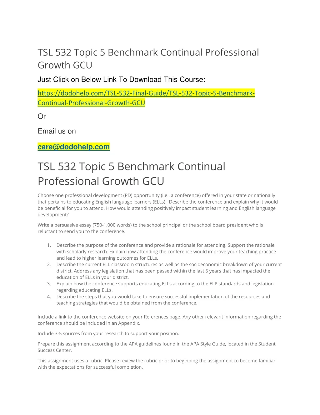 tsl 532 topic 5 benchmark continual professional